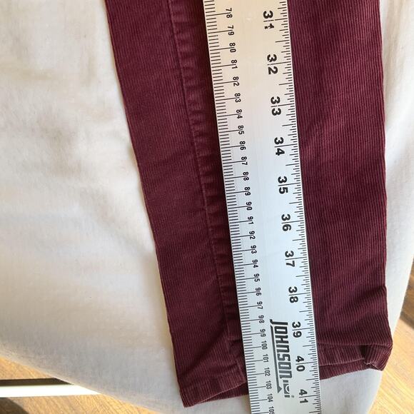 GAP Women Pants 27 TALL Burgundy Corduroy Button 32" Inseam Mid Rise Slim - Picture 6 of 11